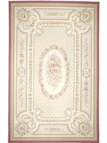  French Aubusson Style Area Rug - 12.0x18.0 - Ivory Red - 105693.