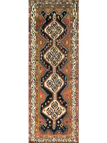  4x11 Antique Persian Bakhtiari Runner - 102357.