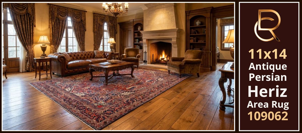 11x14 Antique Persian Heriz Area Rug: Dallas DFW TX
