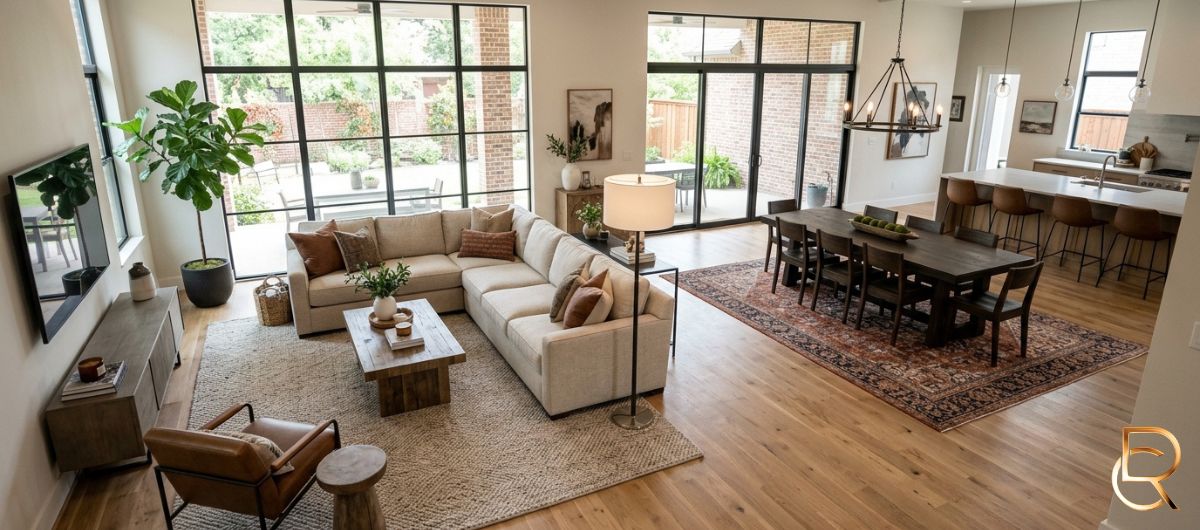 Dallas Open Floor Plans: Create Zones with Area Rugs – RenCollection