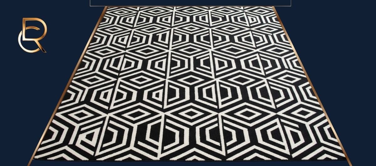Black And White Geometric Rug - RenCollection