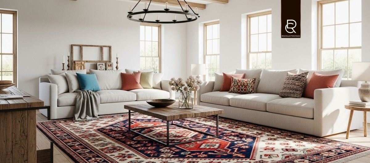 Blending Modern Farmhouse vs Traditional Turkish Kilims - RenCollection