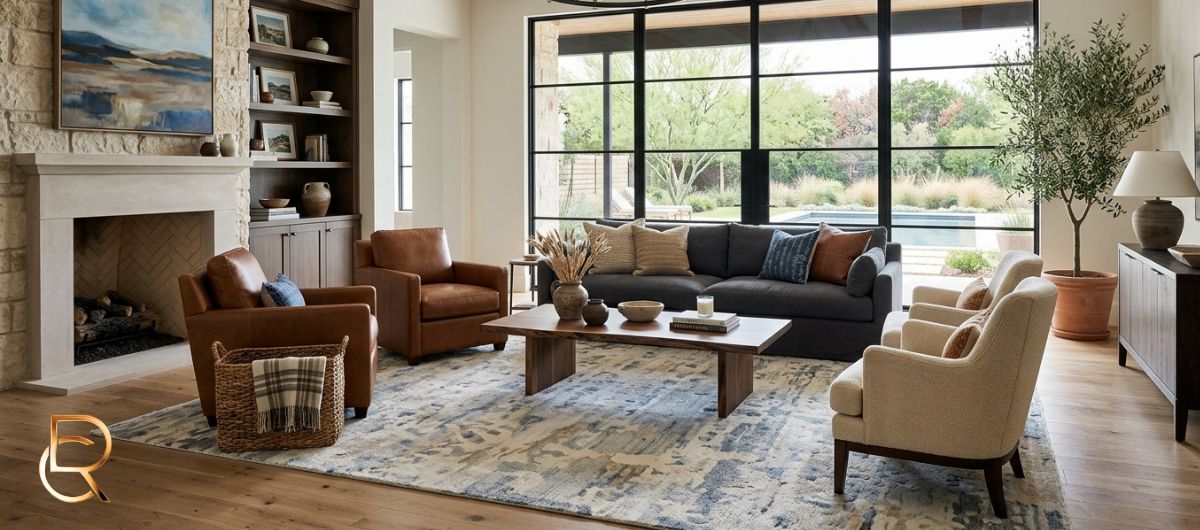 How to Choose an Area Rug for a Large Dallas Living Room - RenCollection