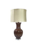 Brown Ceramic Lamp on Acrylic Base w/ Linen Shade - 4436