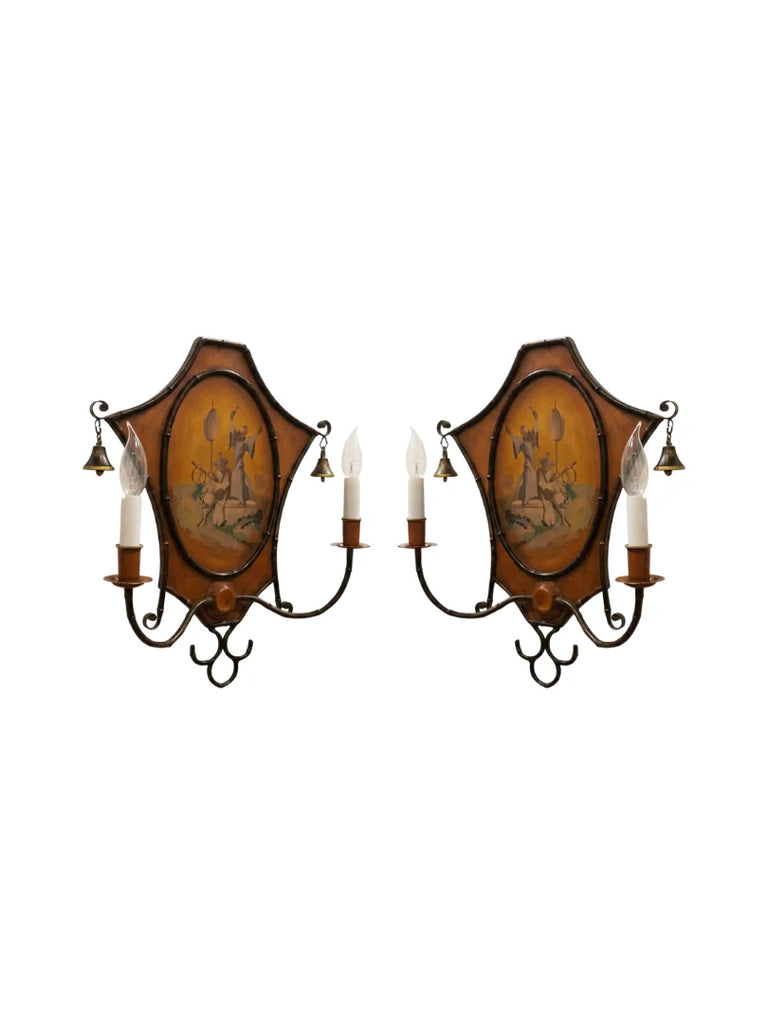 Hand-Painted Chinnoisserie Style 2 Light Wall Sconce - 2441