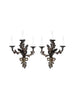 Hand-carved 3 Light Wood Wall Sconce with Leaf and Ribbon Motif - 314