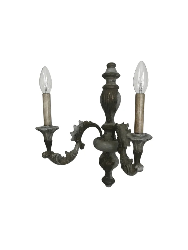 Italian Carved Wood 2 Light Wall Sconce - 3607
