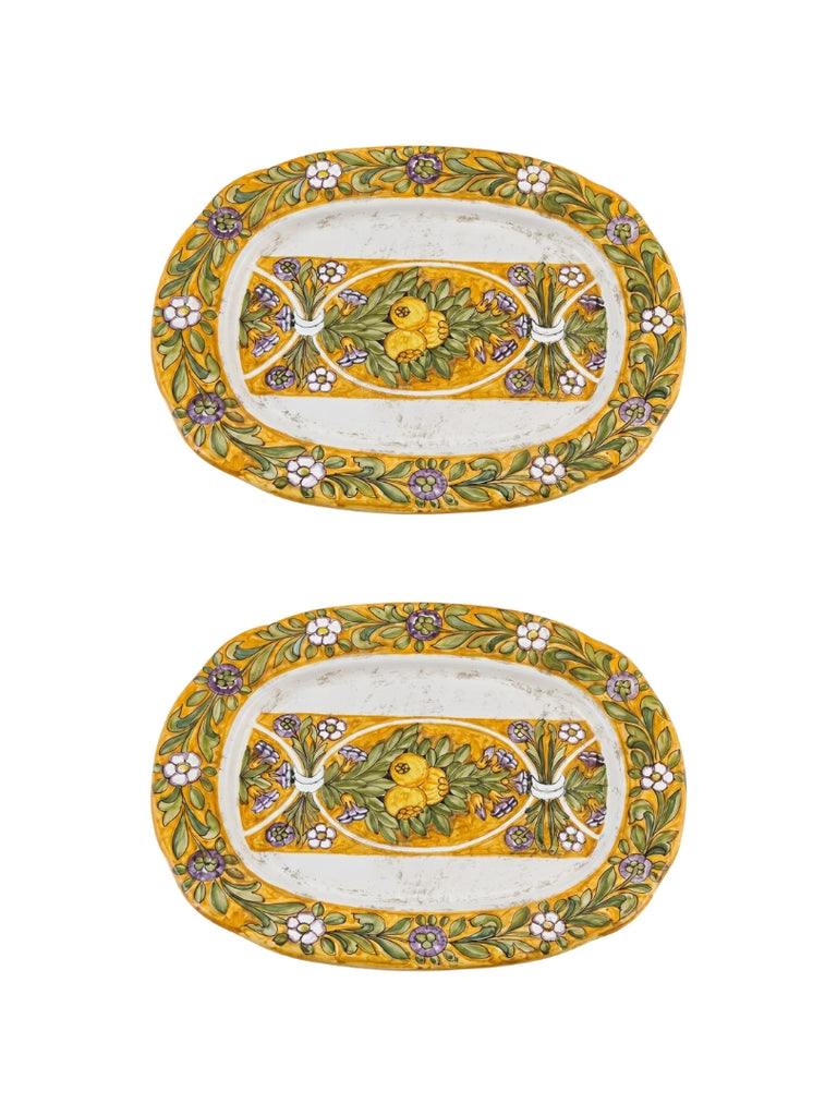 Italian Hand-Painted Ceramic Oval Plate - 5007