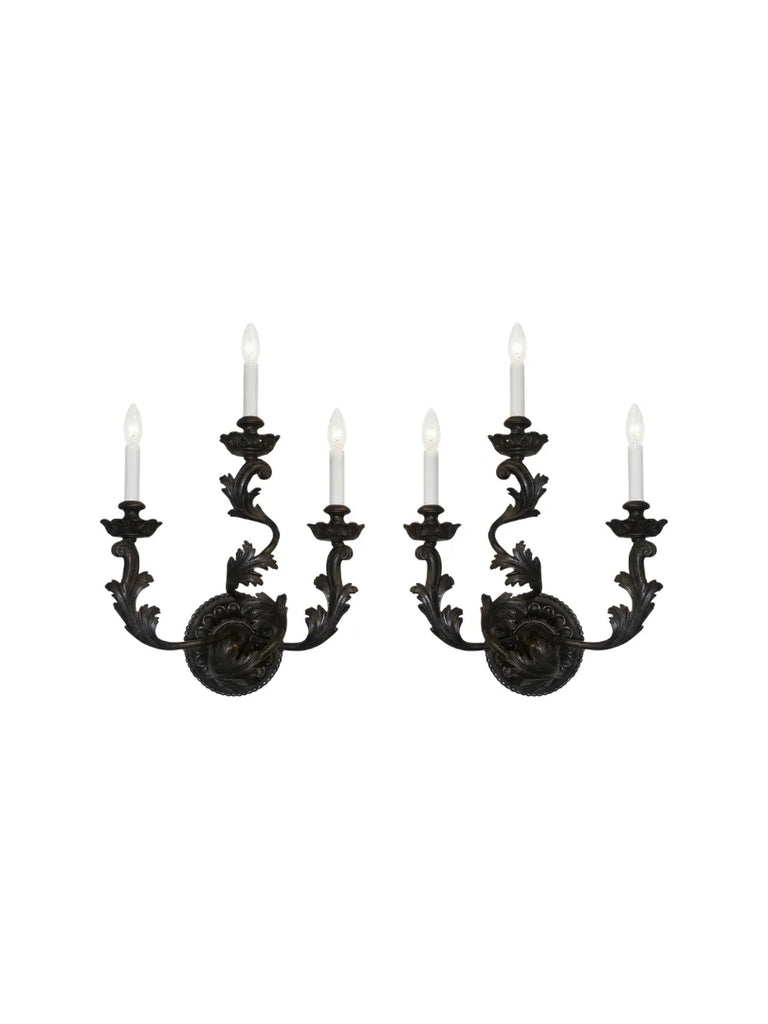 Italian Hand-carved Louis XV 3 Light Wall Sconce - 2178