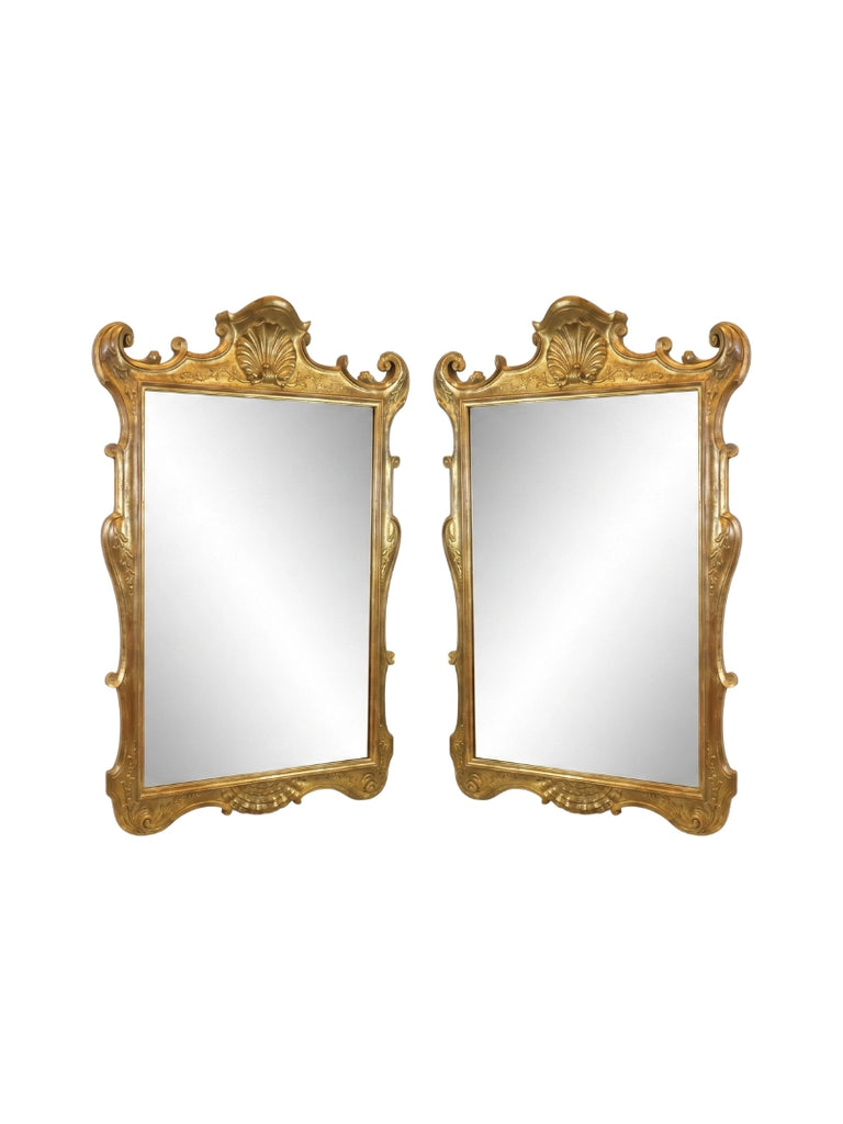 Italian Hand-carved Roccoco Style Mirror with Shell Motif - Gold Gilt - 507