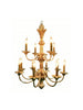 Italian Wood Carved 12 Light Chandelier - Antiqued Gold - 2861