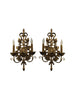 Pair of Hand-carved Oak Leaf, Acorn, and Ribbon Motif 2 Light Wall Sconce - 2963