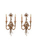 Pair of Italian 2 Light Louis XVI Style Brass Wall Sconce - 259
