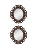 Pair of Italian Carved Wood Oval Mirror - Oxidized Silver - 907