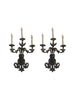 Pair of Italian Hand-Carved 3 Light Wall Sconce with Leaf Design - 3757