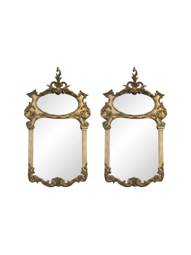 Pair of Italian Hand-carved Trumeau Style Mirror - 3528