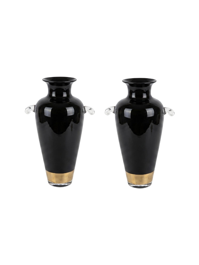 Set of Two Tall Contemporary Hand-Blown Glass Vases - 4088