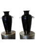 Set of Two Tall Contemporary Hand-Blown Glass Vases - 4088