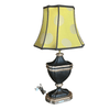 Black and Silver Table Lamp with Green Shade - 4987