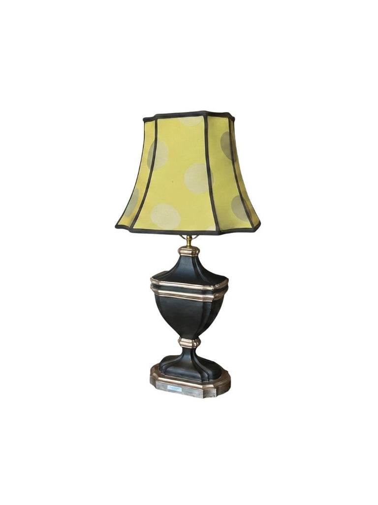 Black and Silver Table Lamp with Green Shade - 4987