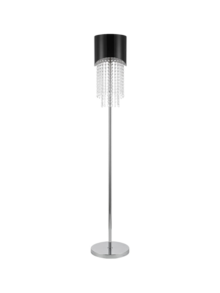 Contemporary Italian Floor Lamp with Black Shade and Crystal Drops - 4956