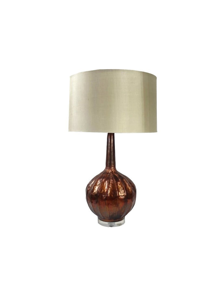 Gourd Shaped Hammered and Torched Copper Table Lamp - 4122