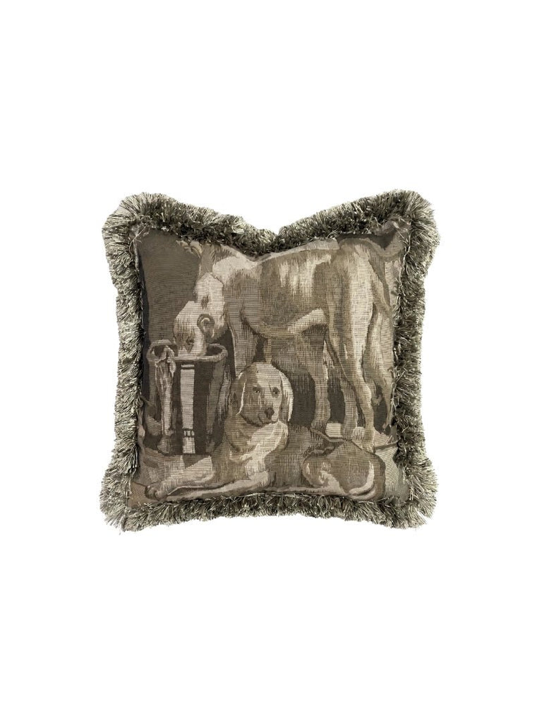 Handwoven Dogs Tapestry Pillow -  9010241