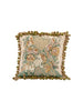 Handwoven Silk Tapestry Pillow - Floral Bird & Dog Design - 9010227