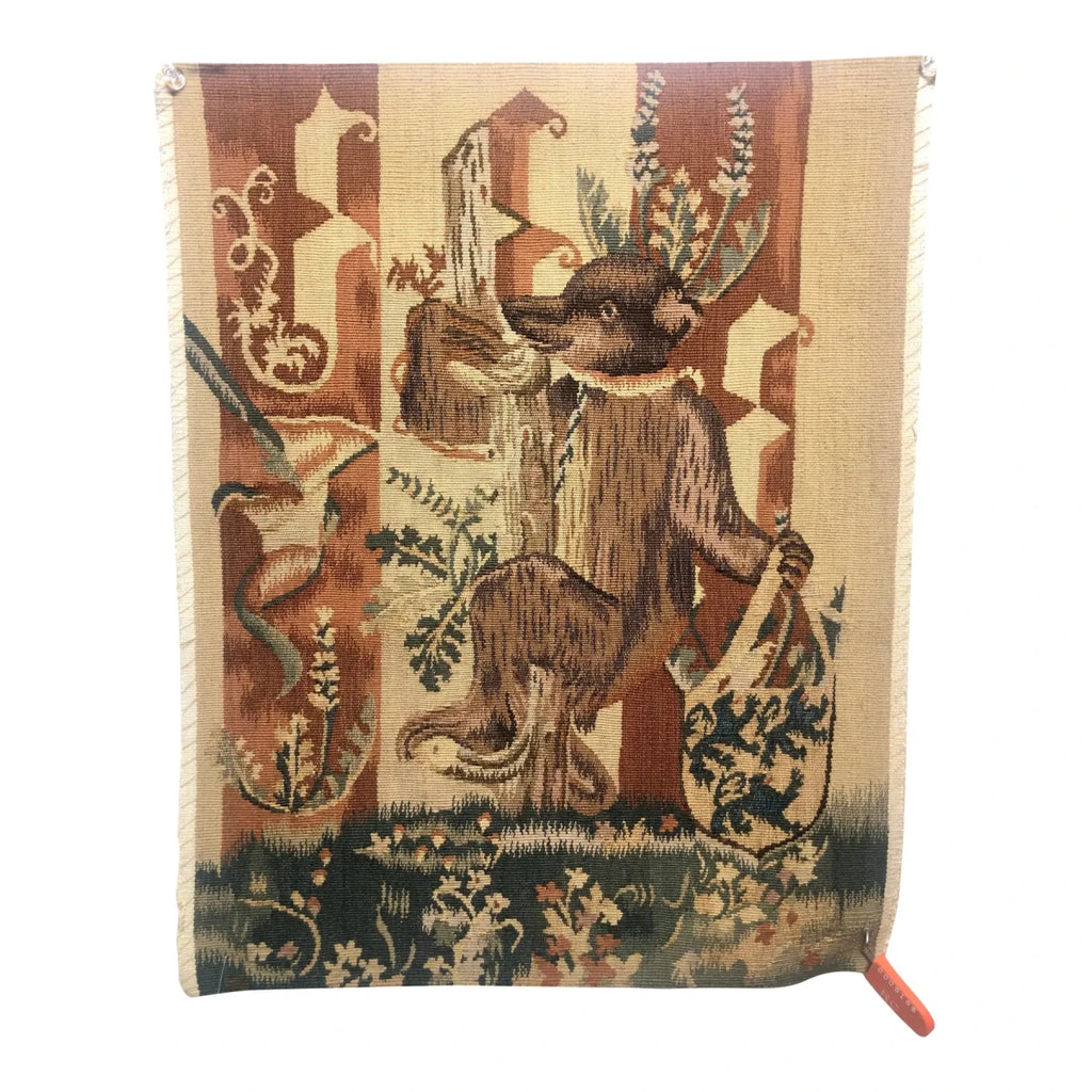 Handwoven Tapestry Fragment - Coat of Arms with Bear Left facing - T10164