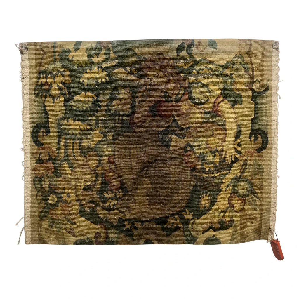 Handwoven Tapestry Fragment - Seated Female Left Facing in Gold & Green - T10158