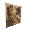 Handwoven Wool Tapestry Fragment Featuring a Cherub in Charcoal. Right facing - T10258