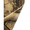 Handwoven Wool Tapestry Fragment Featuring a Cherub in Charcoal. Right facing - T10258
