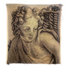 Handwoven Wool Tapestry Fragment Featuring a Cherub in Charcoal. Right facing - T10258
