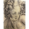 Handwoven Wool Tapestry Fragment Featuring a Cherub in Charcoal. Right facing - T10258