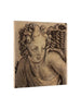 Handwoven Wool Tapestry Fragment Featuring a Cherub in Charcoal. Right facing - T10258