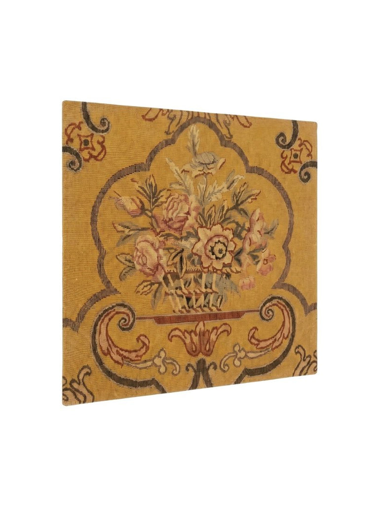 Handwoven Wool Tapestry Fragment Featuring a Floral Bouquet in Shades - T10264