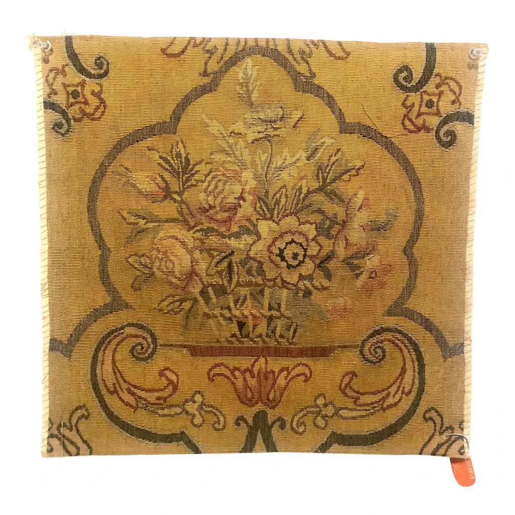 Handwoven Wool Tapestry Fragment Featuring a Floral Bouquet in Shades - T10264