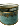 Italian Blue Hand-Painted Oval Tole Centerpiece - 5077