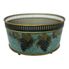 Italian Blue Hand-Painted Oval Tole Centerpiece - 5077