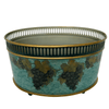 Italian Blue Hand-Painted Oval Tole Centerpiece - 5077