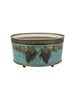 Italian Blue Hand-Painted Oval Tole Centerpiece - 5077