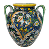 Italian Hand Painted Ceramic Vase With Three Handles, Signed by Artist - 5018