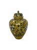 Italian Hand-Painted Green and Yellow Ceramic Jar With Lid - 4965