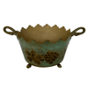 Italian Hand-Painted Tole Planter featuring Grapes with 2 Handles - 5079