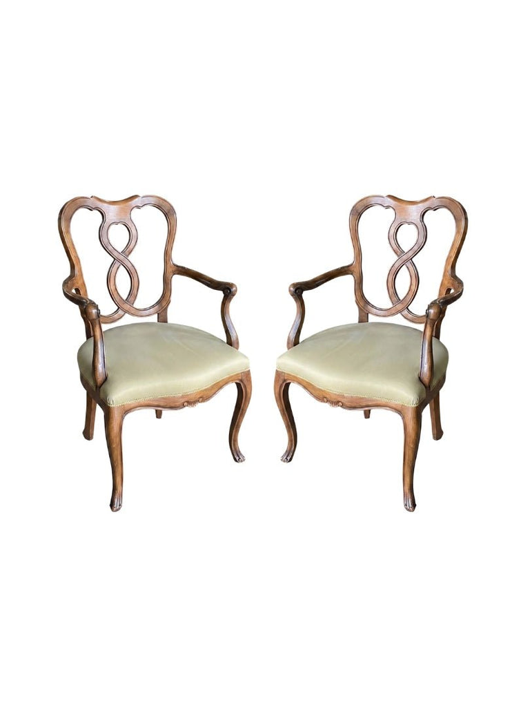 Pair of Italian Wood Carved Arm Chairs - 4993