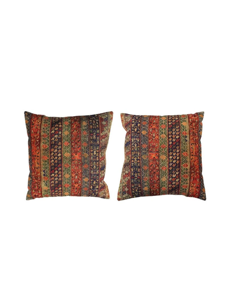 Pair of Square Kilim Style Pillowcases - Multi - 6126