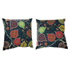 Pair of Square Kilim Style Pillows with Down Filling - Navy/Multi - 6063