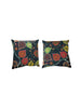 Pair of Square Kilim Style Pillows with Down Filling - Navy/Multi - 6063