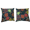 Pair of Square Kilim Style Pillows with Down Filling - Navy/Multi - 6063