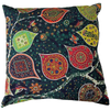 Pair of Square Kilim Style Pillows with Down Filling - Navy/Multi - 6063